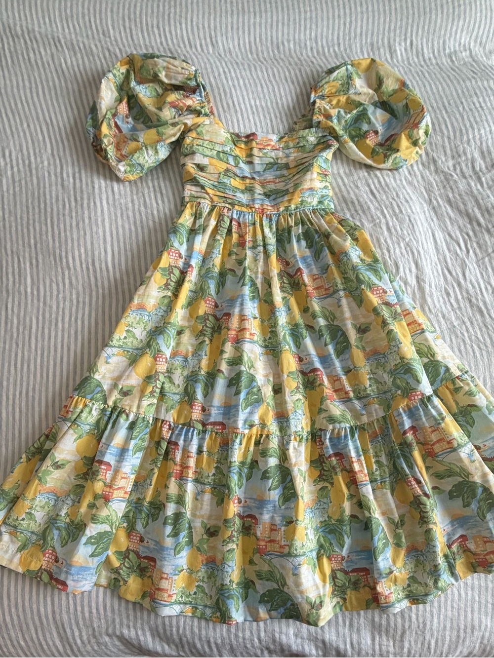 Abercrombie & Fitch Emerson Italy Print Yellow & Green Dress